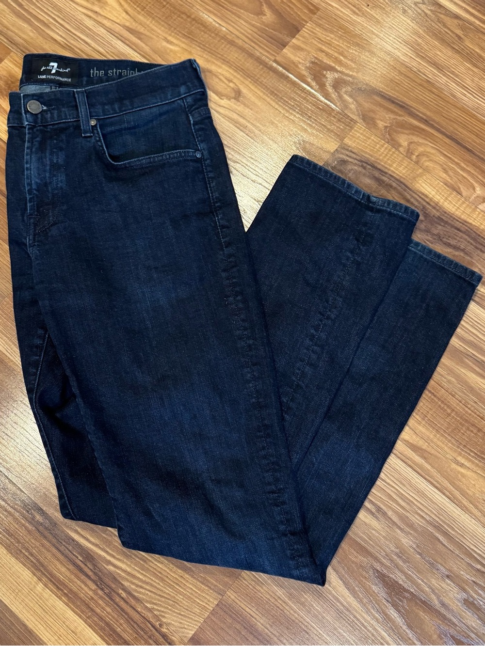 7 For All Mankind Luxe Performance Men's Dark Wash Straight Leg Jeans, Size 32